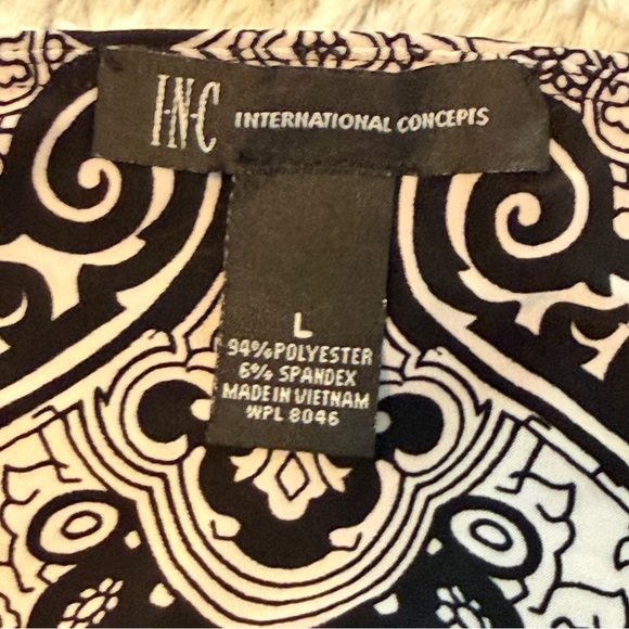 INC International Concepts Black and White Paisley High-Low Dress - Picture 10 of 12